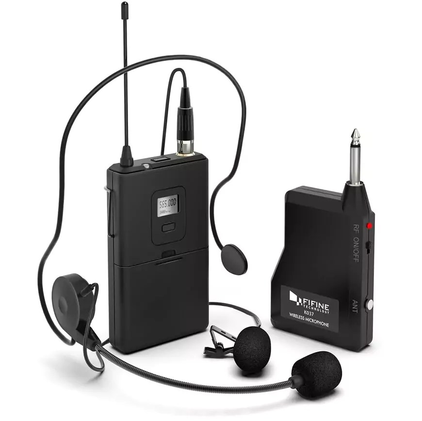 FIFINE Wireless Microphone System, Wireless Microphone Set with Headset