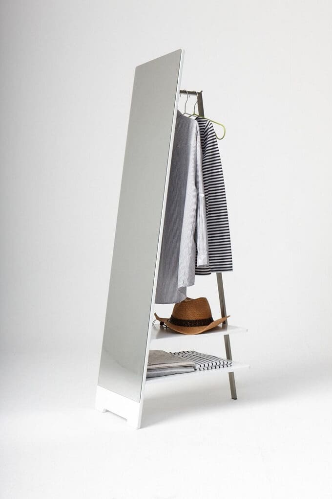 Interesting Clothes Hanger with Floor Mirror for Bedroom Interior
