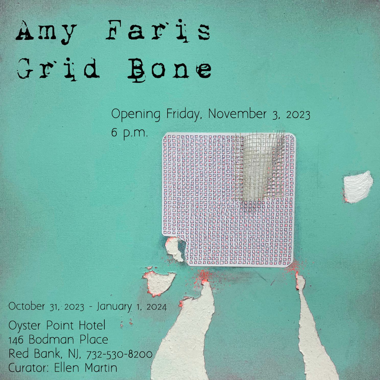 Oyster Point Gallery Exhibition Amy Faris Grid Bone DesignNJ