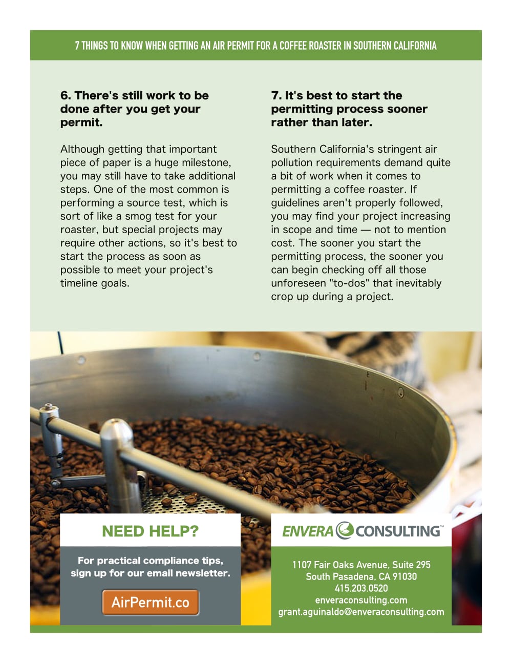 Brochure Design Envera Consulting Coffee Roaster Permitting DesignParc