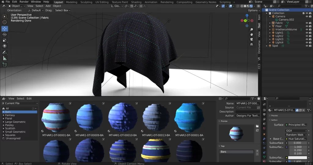 Complete Blender fabric materials instructions Designs for Textiles DFT