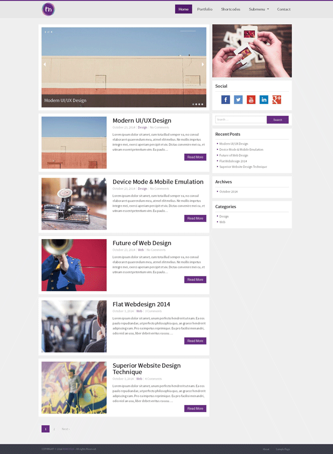 MioMio 100 Responsive Flat WordPress Theme for Free