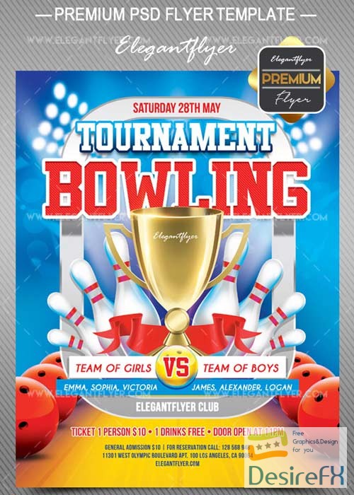 Download Bowling Tournament V9 2018 Flyer PSD Template