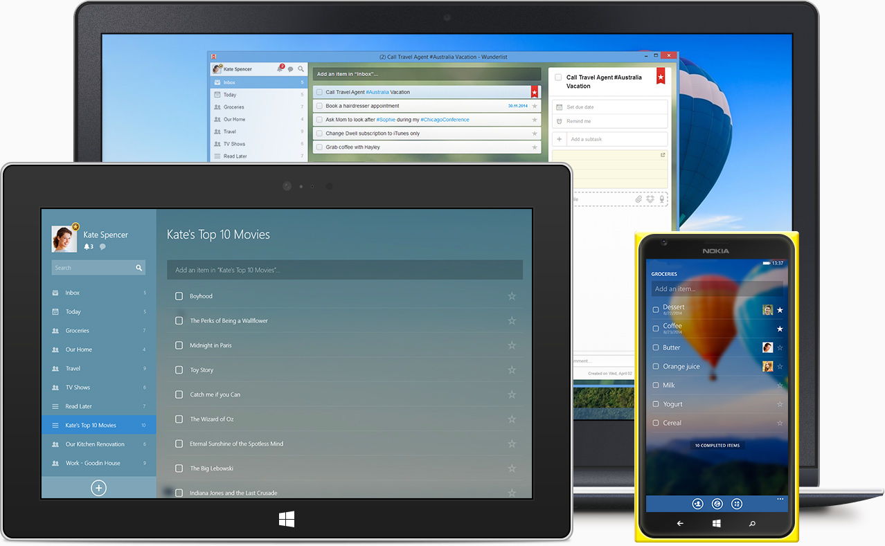 Wunderlist steht nun auch als Windows 7 und Windows 8 Desktop Programm
