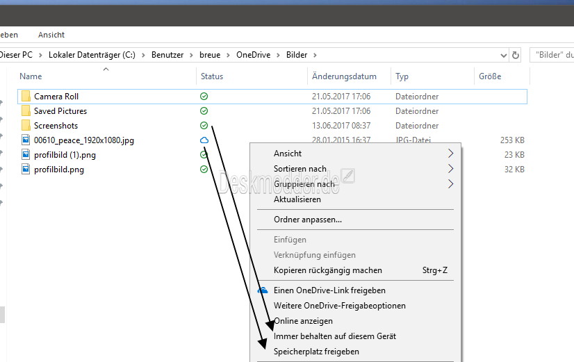 OneDrive Platzhalter Windows 10 "Dateien bei Bedarf" [Update es