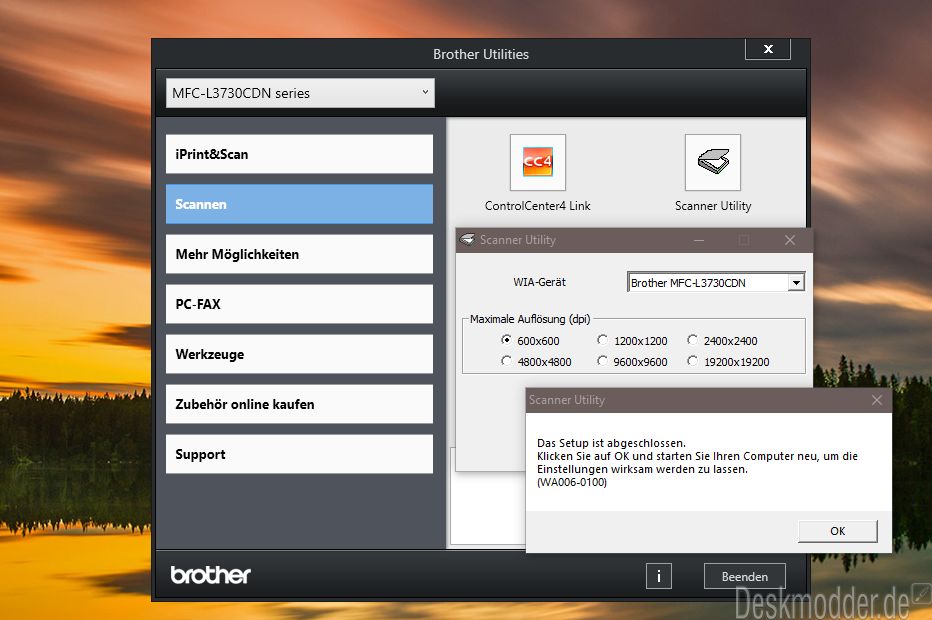 Brother Druck und ScannerSoftware funktioniert teilweise nicht mehr
