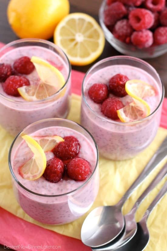 Lemon Raspberry Chia Pudding Dessert Now, Dinner Later!