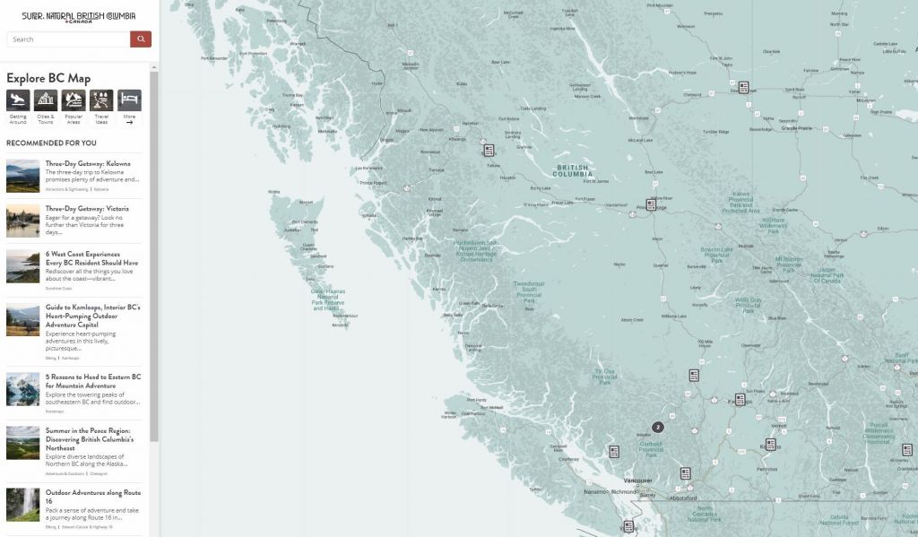 Map Of Eastern Bc The New Explore Bc Interactive Map | Destination Bc