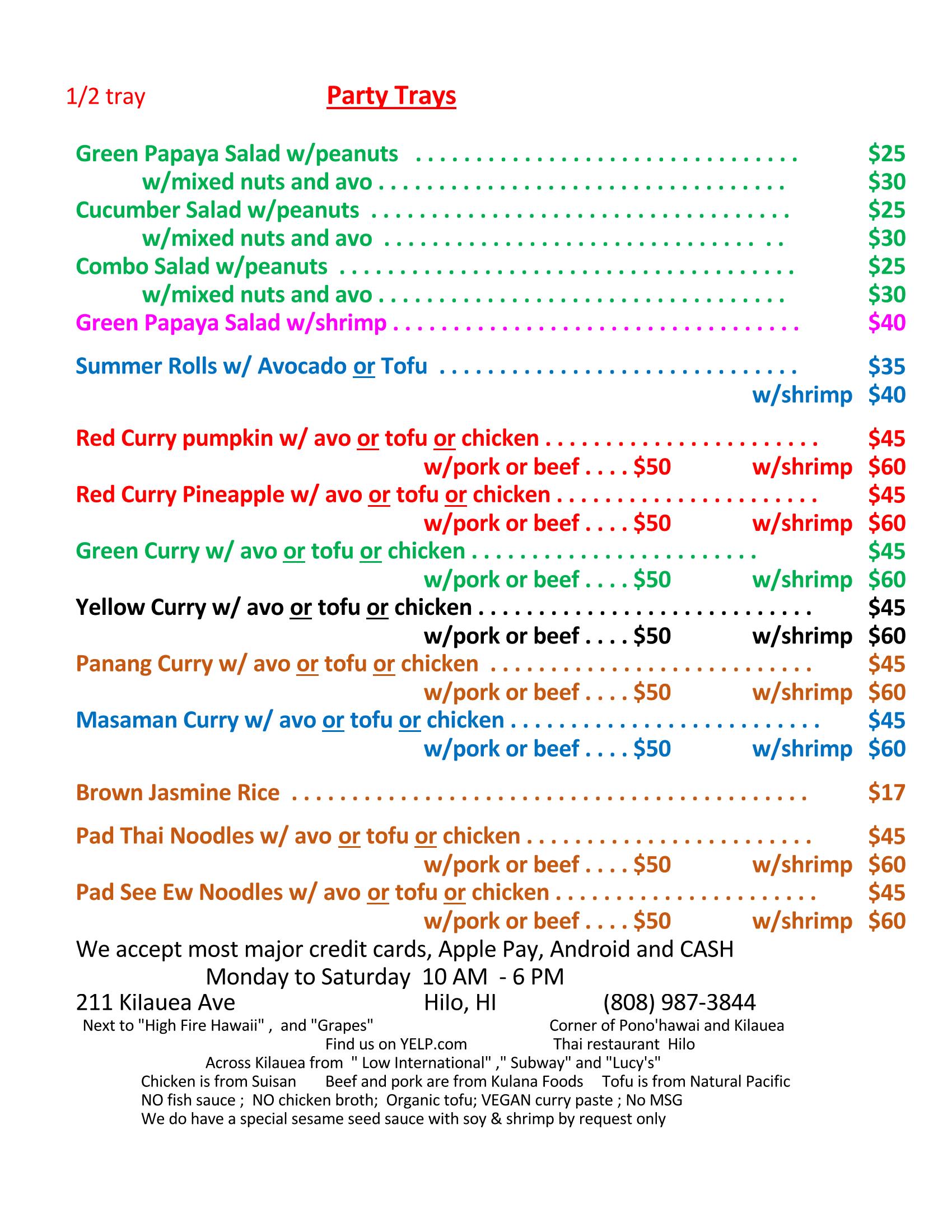 Ratana's Green Papaya Salad Thai Food Destination Hilo