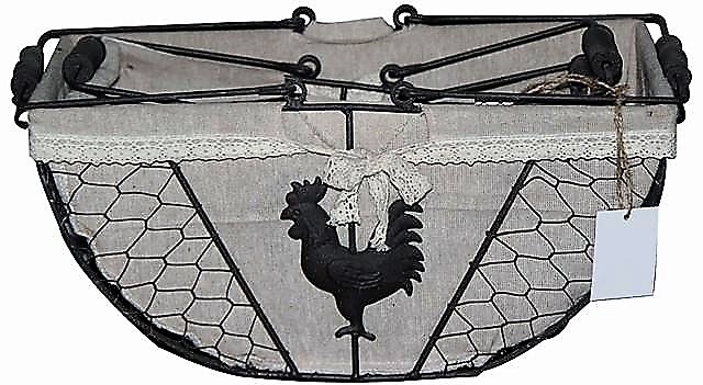 Set de 3 paniers demi lune motif coq Destockage Grossiste