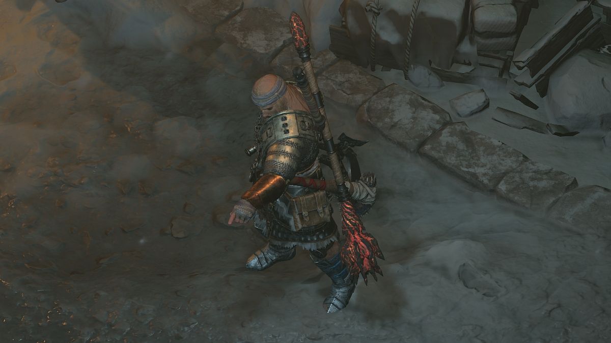 Barbarian using the point emote in Diablo 4
