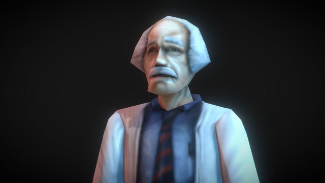 A close-up of Half-Life’s Einstein scientist NPC.