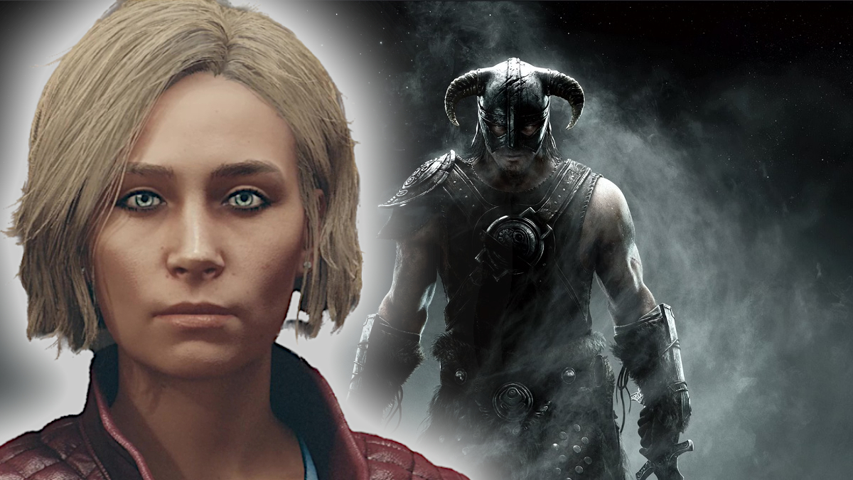 Starfield&rsquo;s Sarah Morgan stood in front of Skyrim&rsquo;s Dragonborn.
