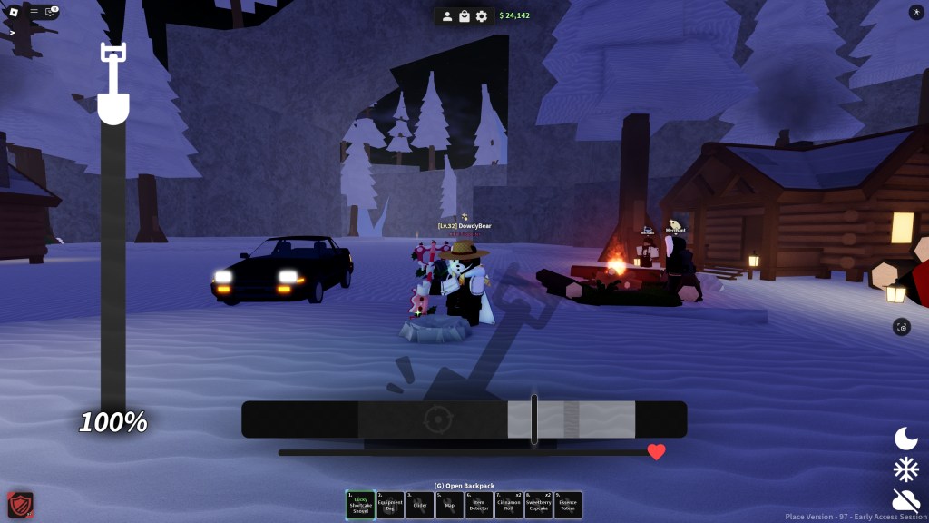 A Roblox Dig player is digging with the Vision Goggles