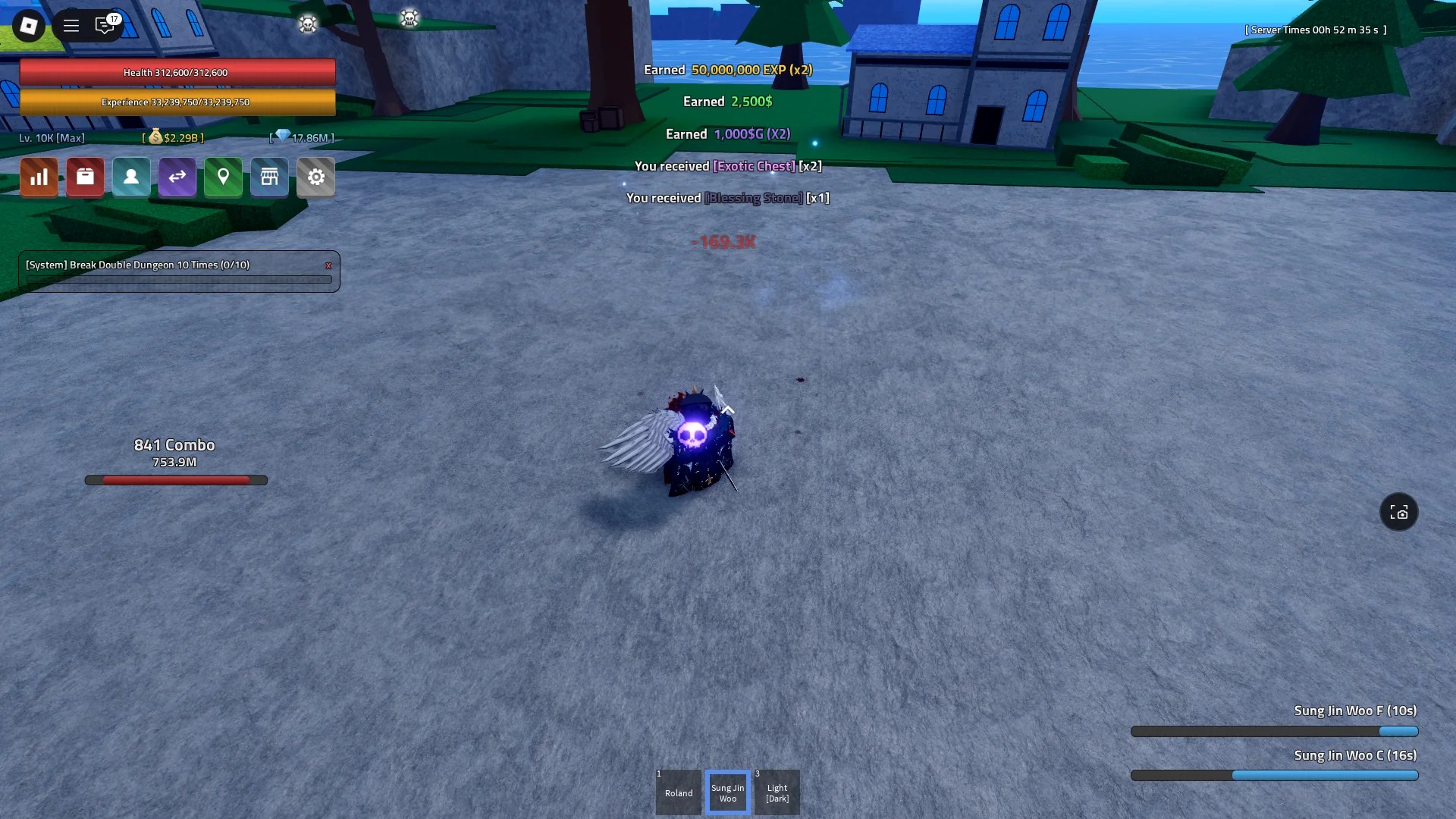 A player getting the Blessing Stone from the Ant King boss as a drop in the Verse Piece Roblox experience.