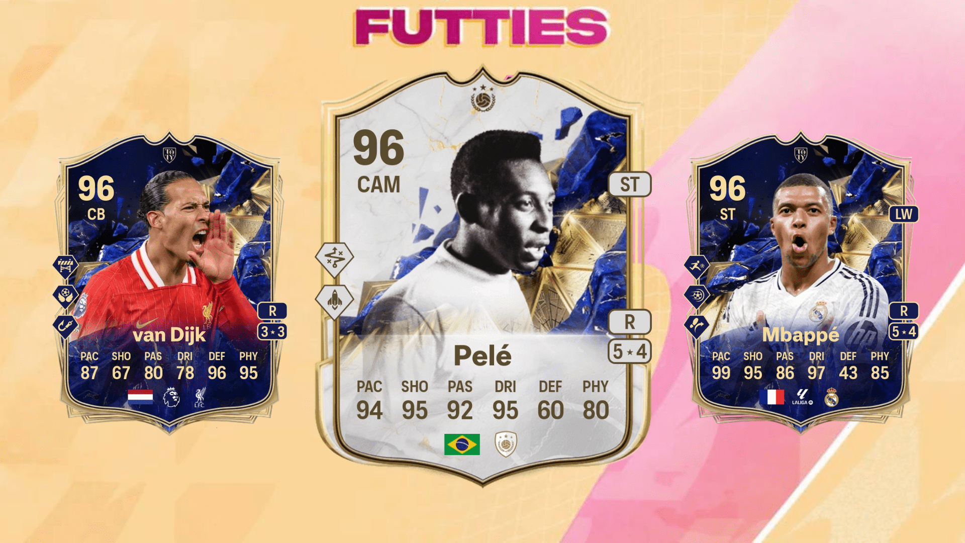 Image featuring Pele TOTY, Kylian Mbappe TOTY, and VVD TOTY