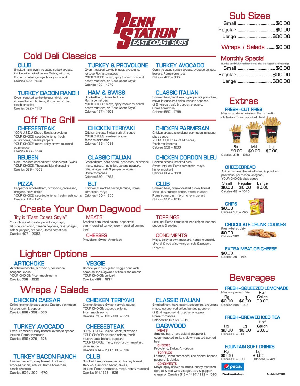 Penn Station Menu