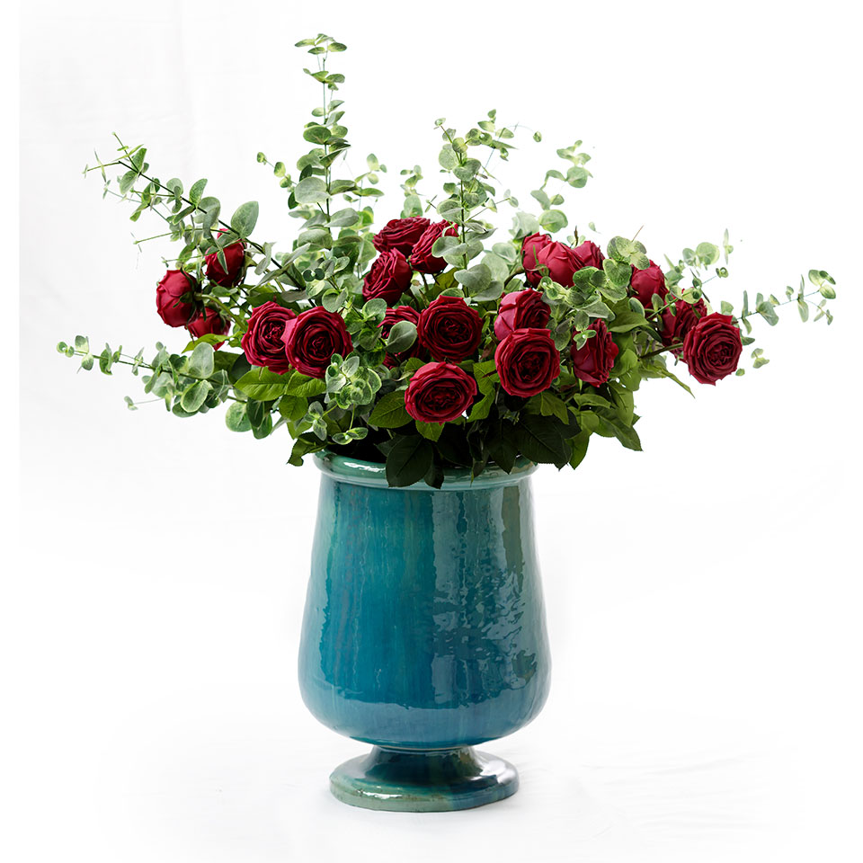 Large Vase And Roses Detail