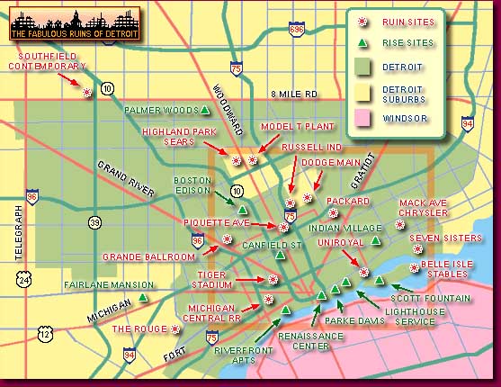 Detroit City Limits Map DetroitYES Fabulous Ruins Table of Contents