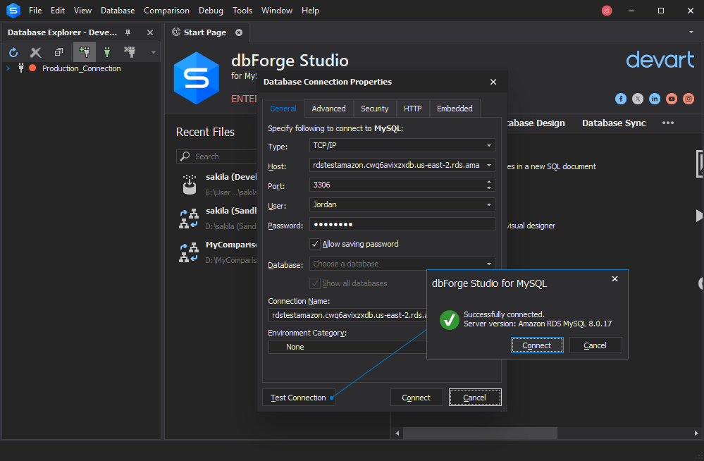 How to connect to Amazon RDS MySQL Database easily