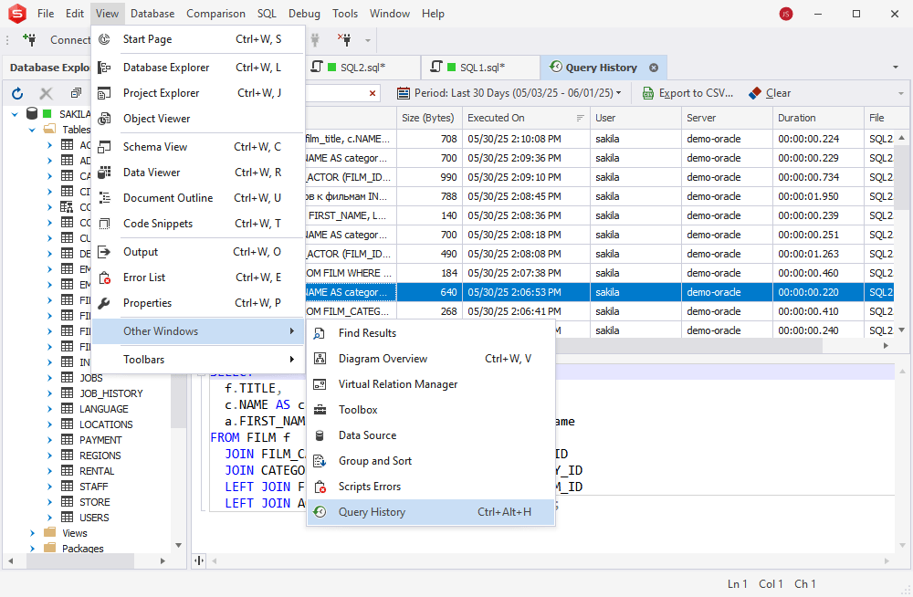 SQL Editor for Oracle PL/SQL Editor in Oracle IDE