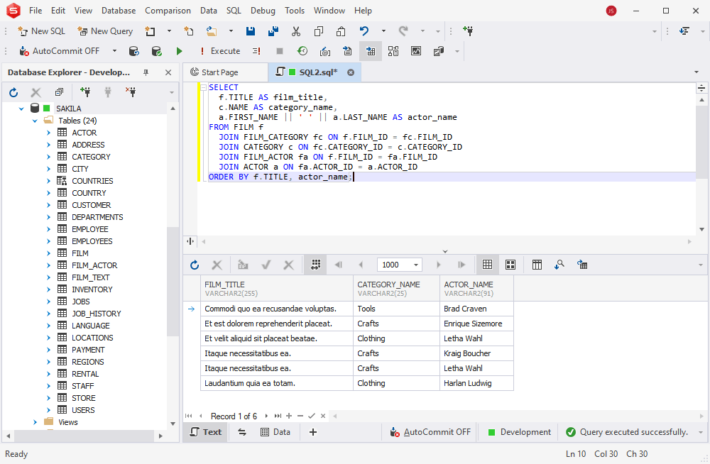 SQL Editor for Oracle PL/SQL Editor in Oracle IDE