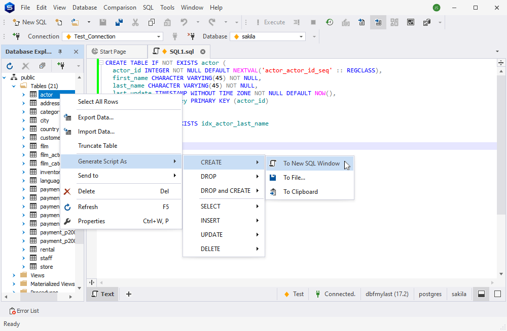 Studio for PostgreSQL Database Explorer