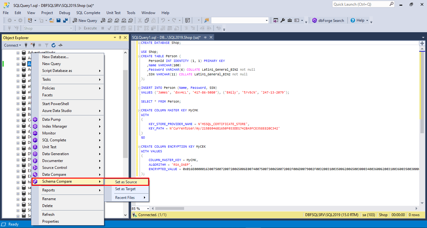 How to Compare Two Database Schemas in SQL Server