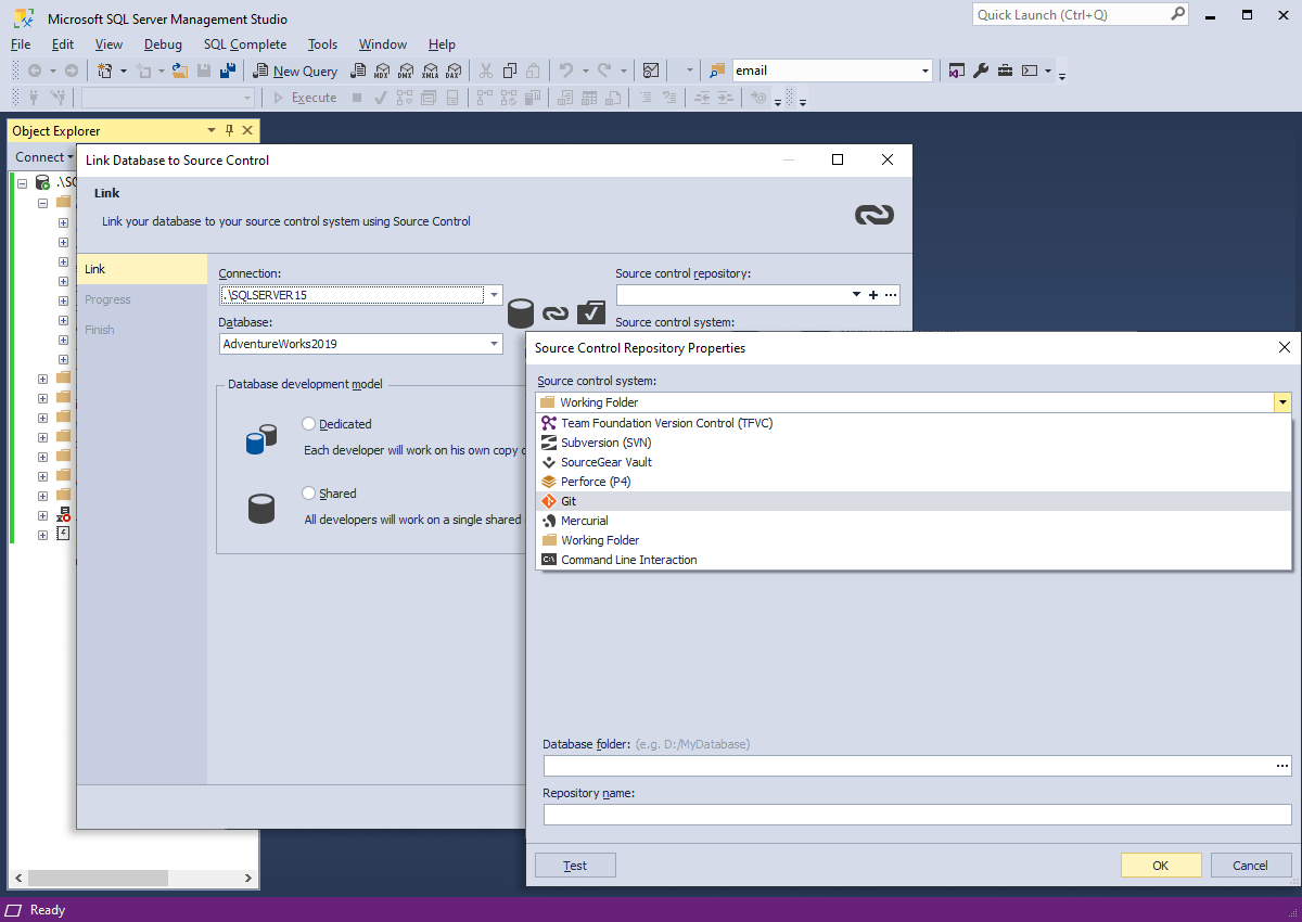 How to create a new Git repository on Bitbucket and set up SQL Source