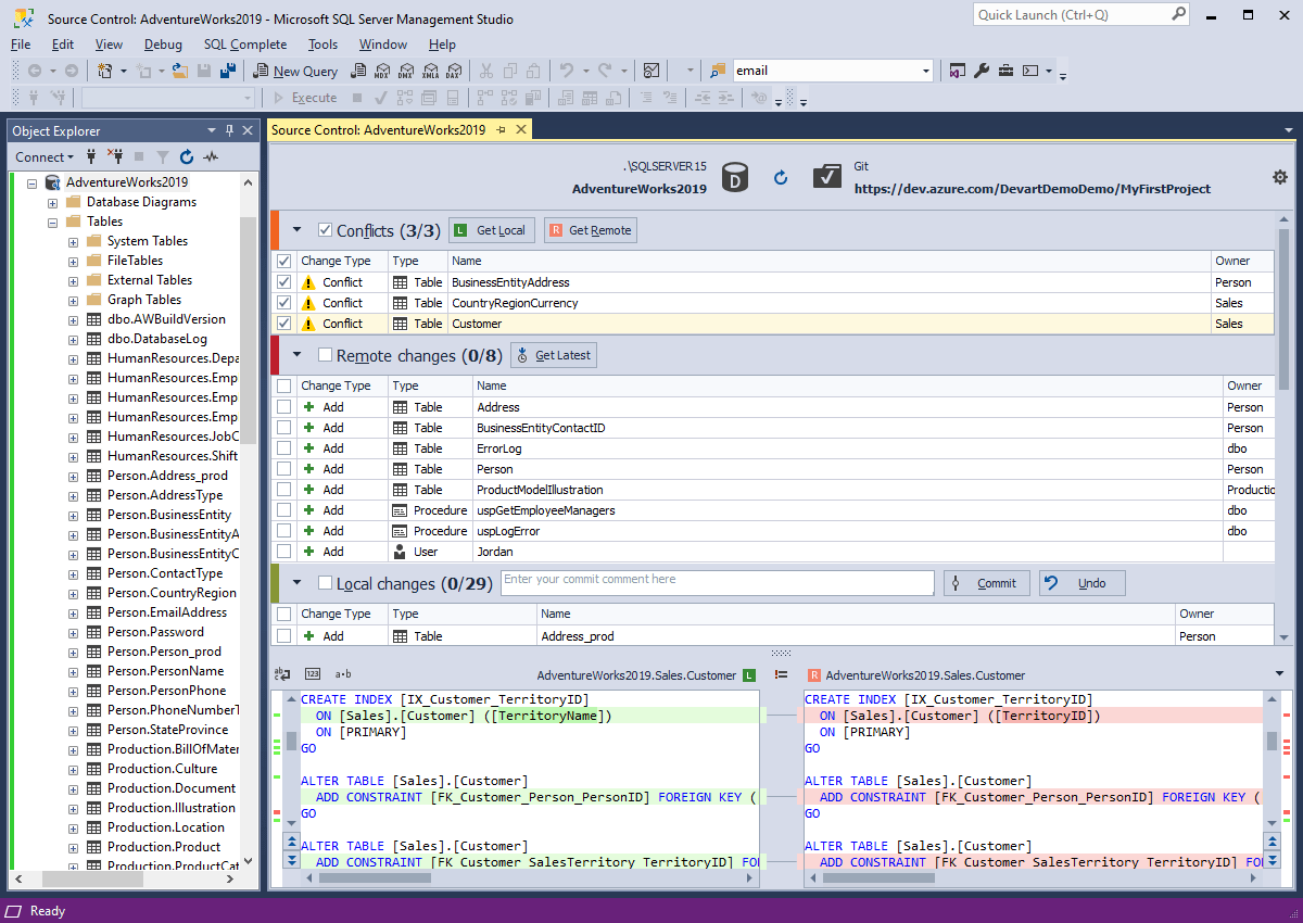 Versioncontrolling SQL Server databases in Azure DevOps