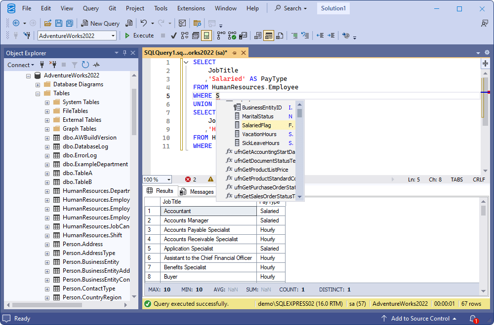 UNION vs. UNION ALL in SQL Server