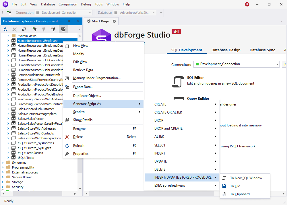 Generating DDL and DML Statements in SQL Server using Studio