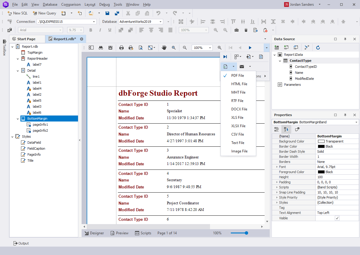 SQL Server Report Builder Devart