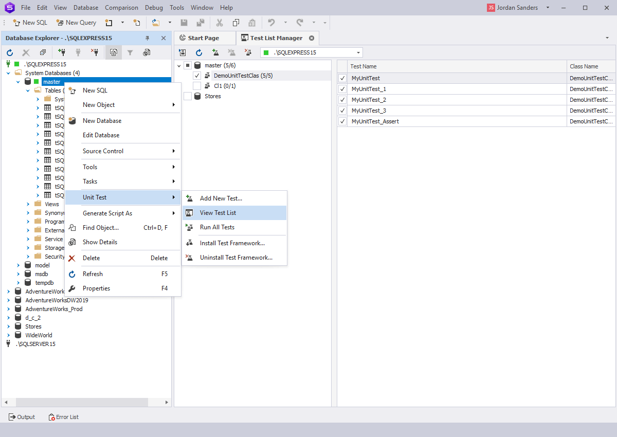 Studio for SQL Server builtin Unit Test feature