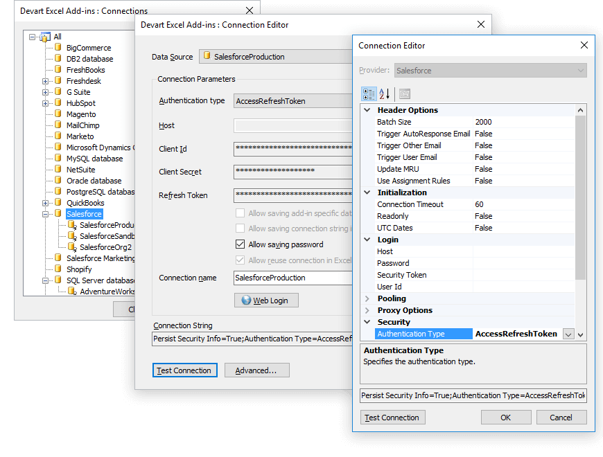 Excel Addin to Connect with Salesforce