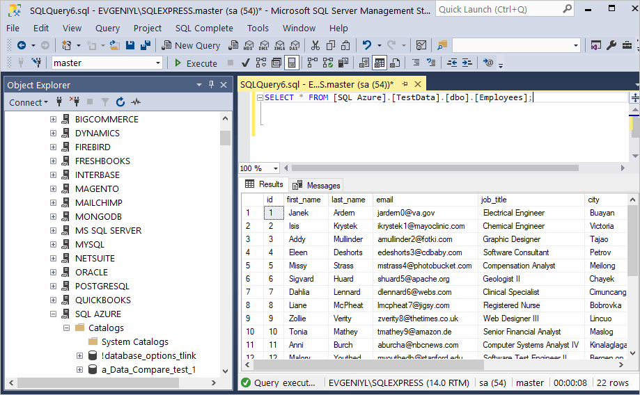 Connecting SQL Server Management Studio to SQL Azure via ODBC Driver