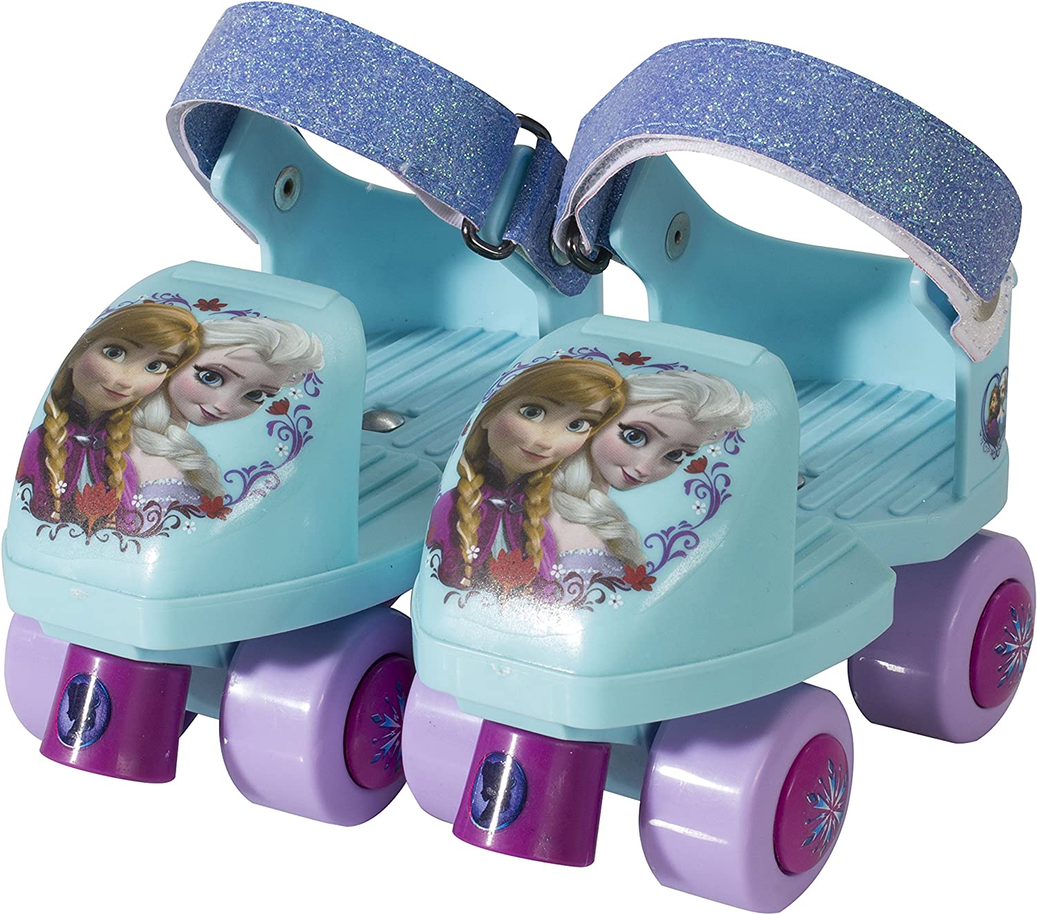 PlayWheels Disney Frozen Glitter Roller Skates with Knee Pads