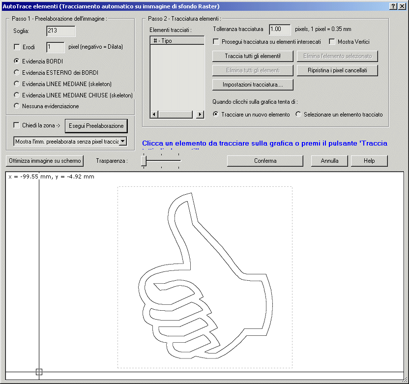 AutoTrace Tracciamento automatico di un'immagine di sfondo
