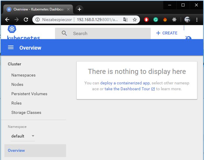 Single Node Cluster Deploying Dashboard
