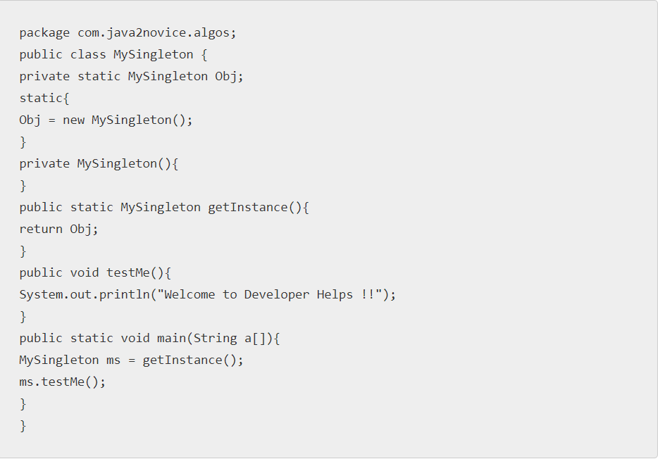 Singleton Class in Java Developer Helps
