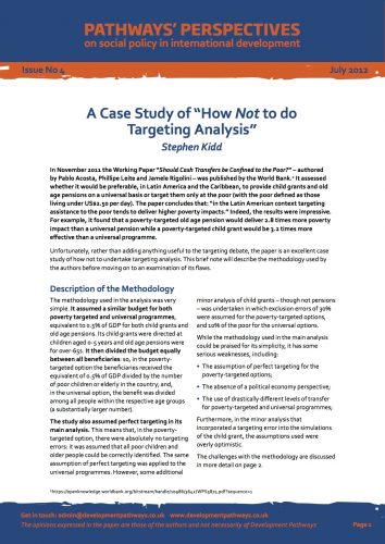 Discuss the article's pros and cons, and state your opinion about its clarity and accuracy. A Case Study Of How Not To Do Targeting Analysis Development Pathways