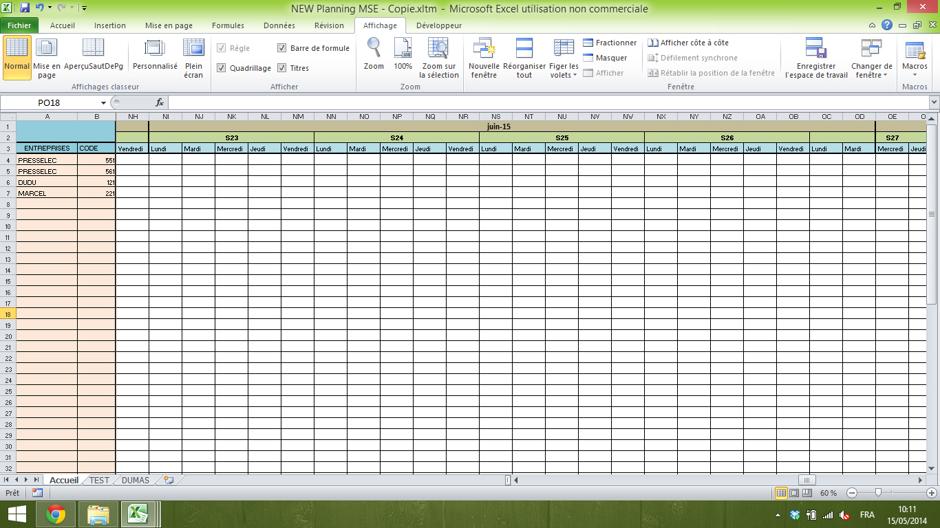 Générer un calendrier Macros et VBA Excel