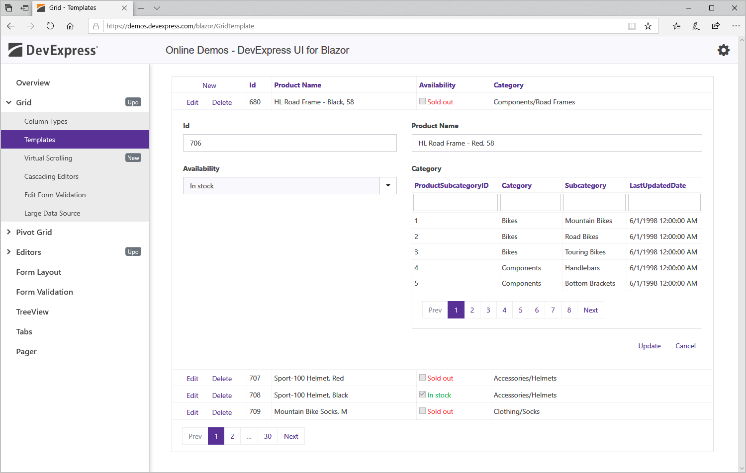 Blazor DataGrid Fast Data Loading DevExpress