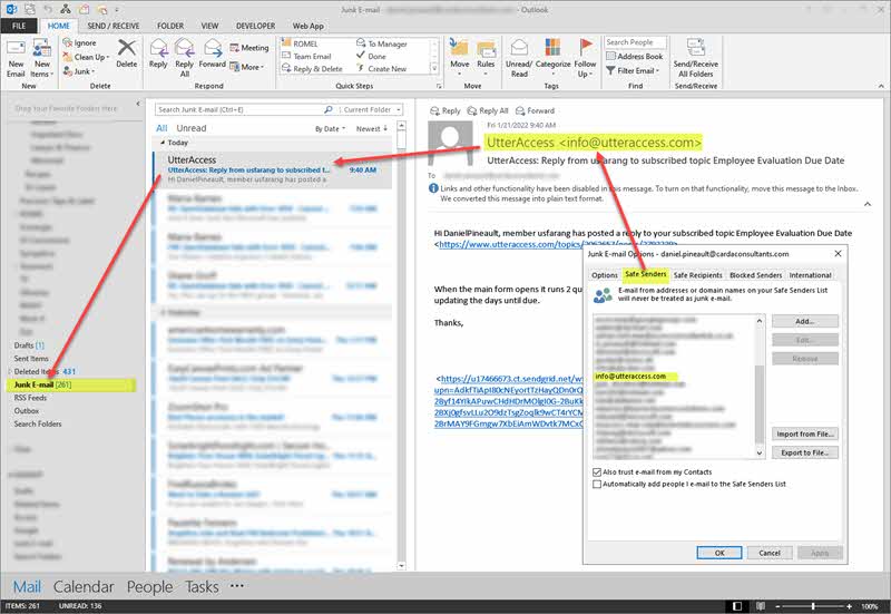 Outlook Safe Senders, Not So Safe?! DEVelopers HUT