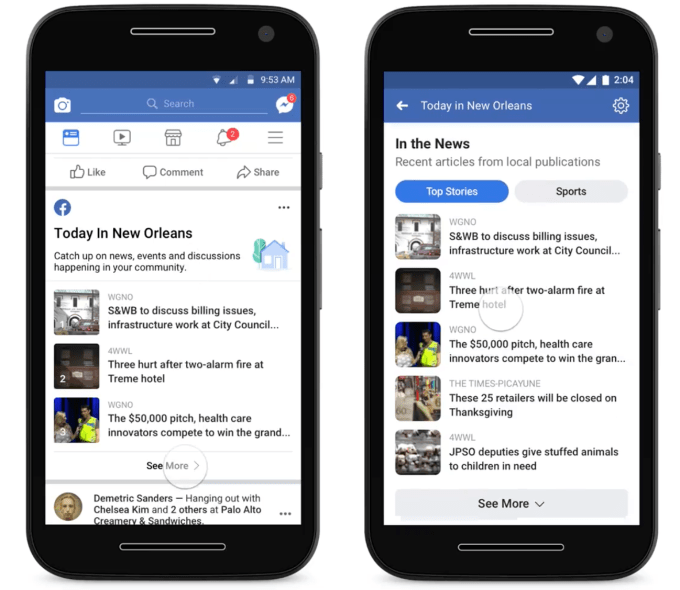 Facebook Debuts Local News Aggregator 'Today In'