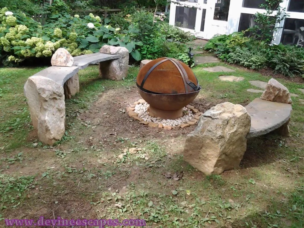 stone benches by Devin Devine hand made boulder benches