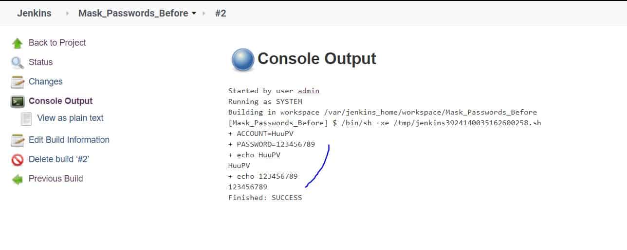 Hide password in Jenkins console Lab 01