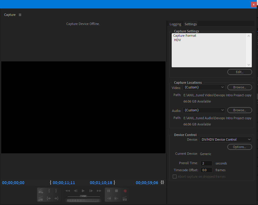 What is capture format in Adobe Premiere Pro?