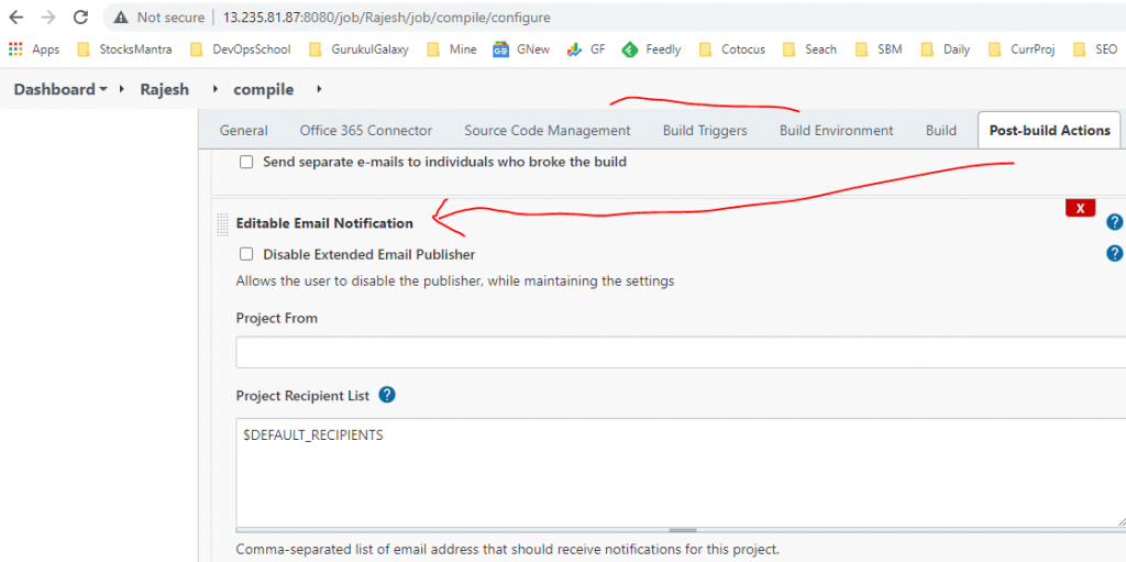 How to enable jenkins to send an email?