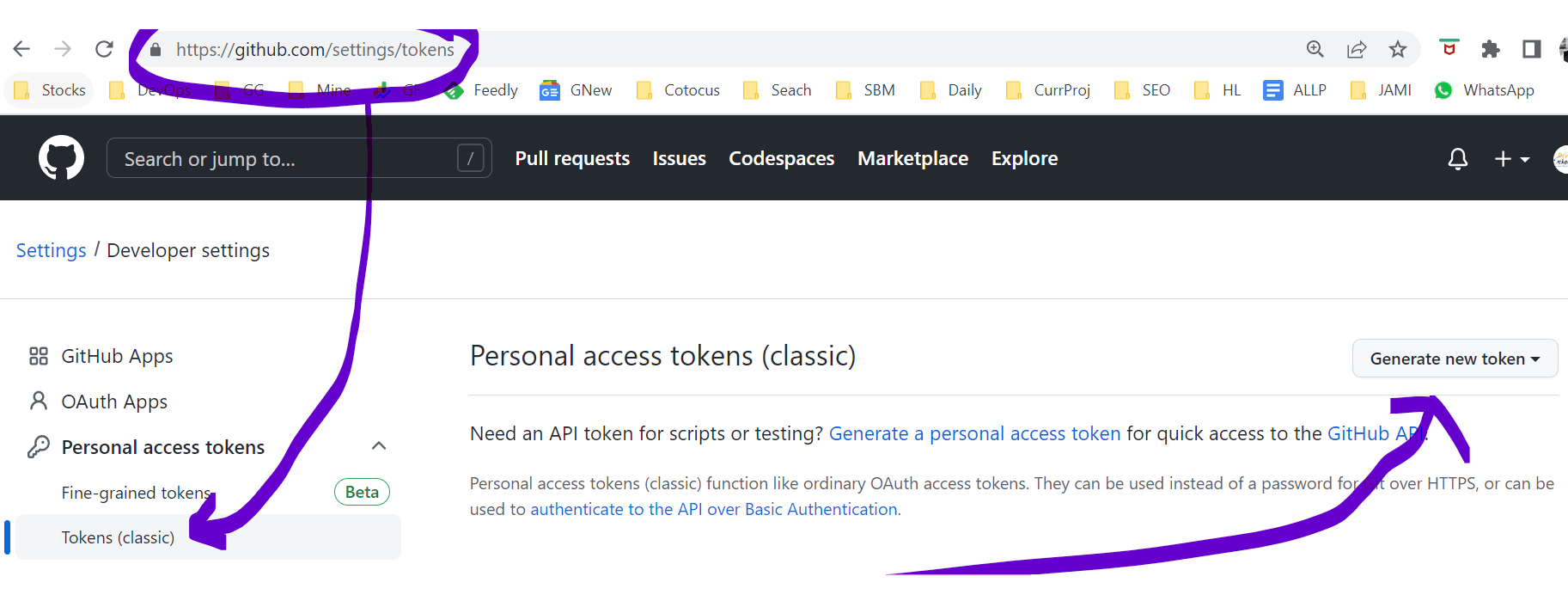 How to Generate Personal access tokens in Github